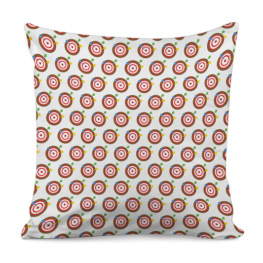 Colorful Darts And Dartboard Print Pillow Cover