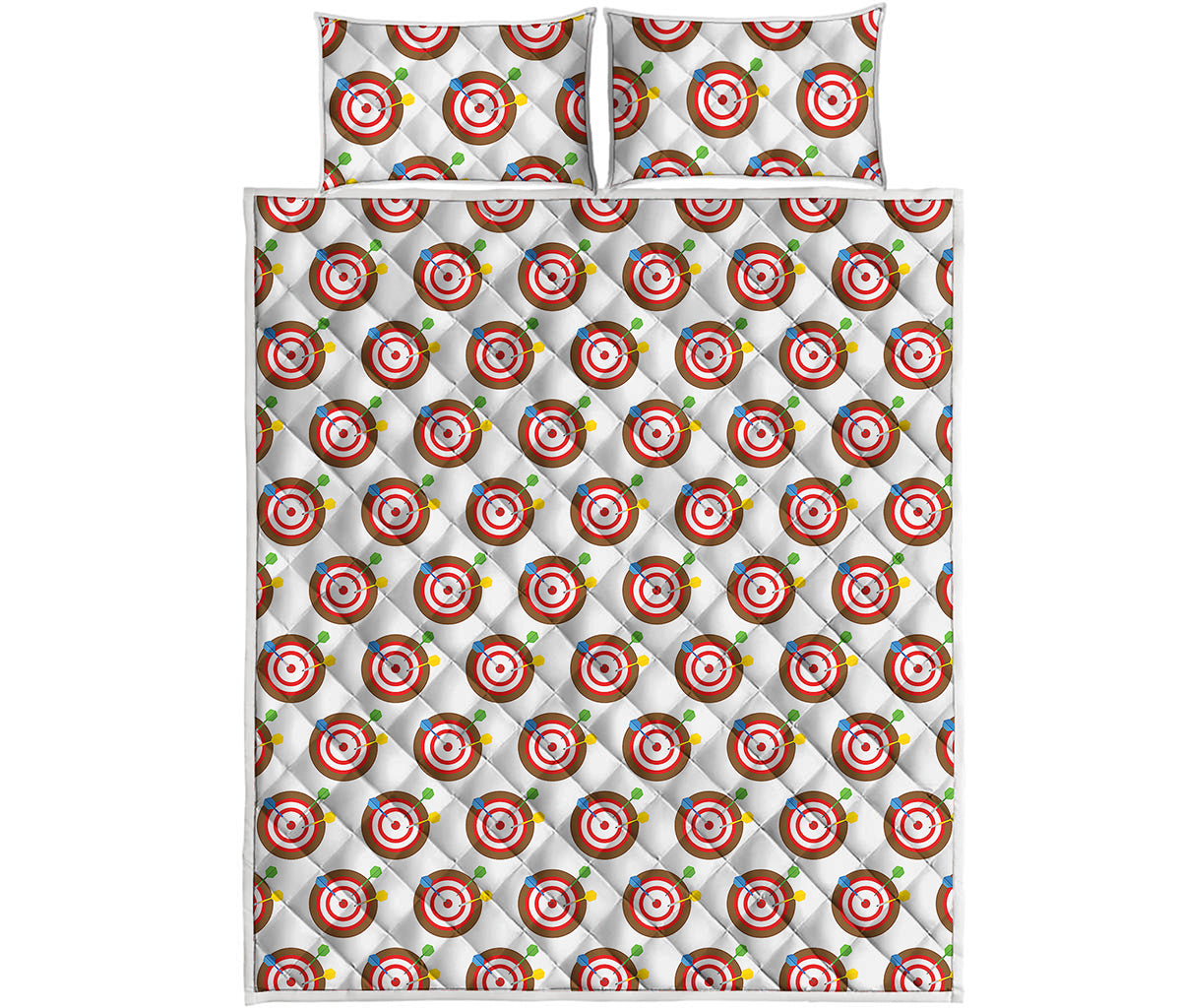Colorful Darts And Dartboard Print Quilt Bed Set