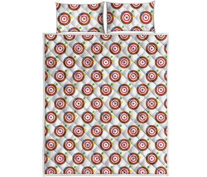 Colorful Darts And Dartboard Print Quilt Bed Set