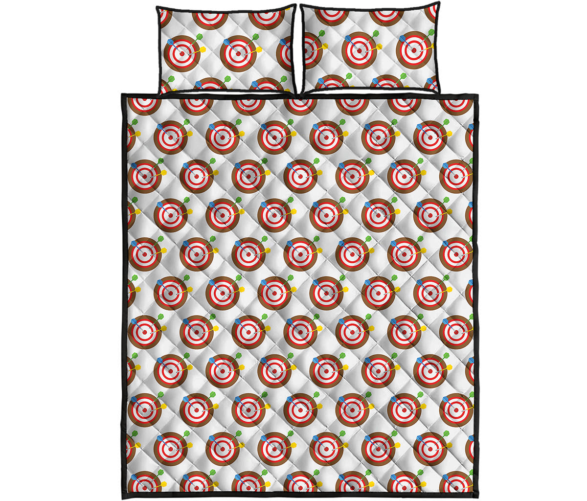 Colorful Darts And Dartboard Print Quilt Bed Set