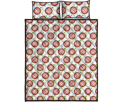 Colorful Darts And Dartboard Print Quilt Bed Set