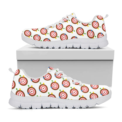 Colorful Darts And Dartboard Print White Sneakers