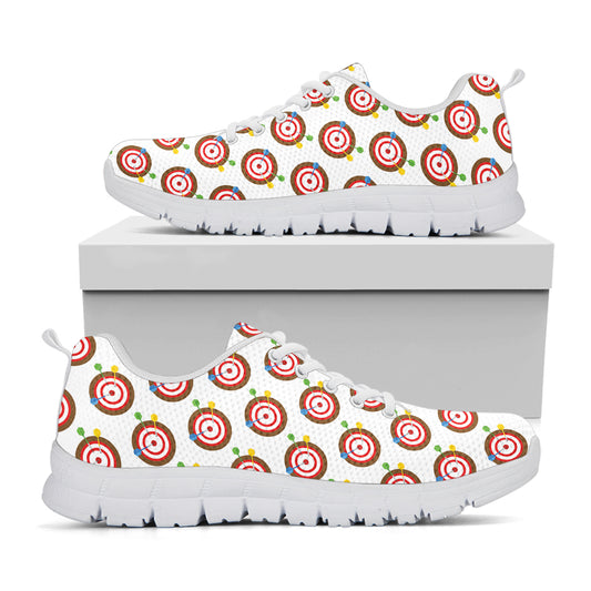 Colorful Darts And Dartboard Print White Sneakers