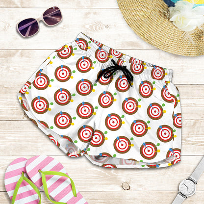 Colorful Darts And Dartboard Print Women's Shorts