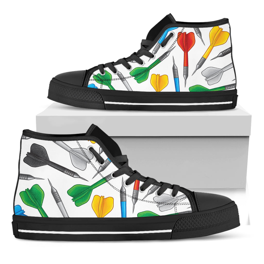 Colorful Darts Pattern Print Black High Top Shoes