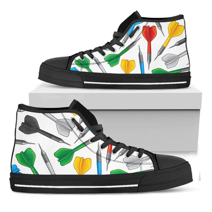 Colorful Darts Pattern Print Black High Top Shoes