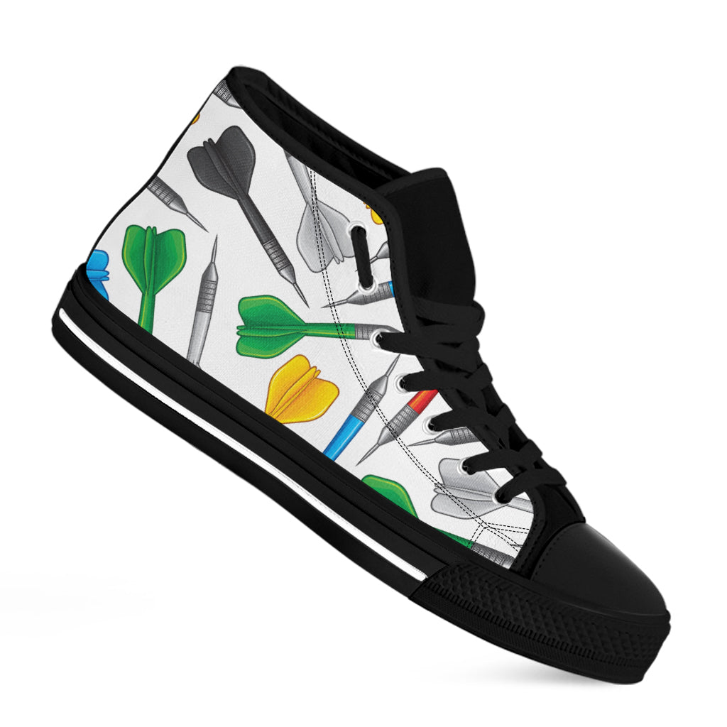 Colorful Darts Pattern Print Black High Top Shoes
