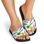 Colorful Darts Pattern Print Black Slide Sandals