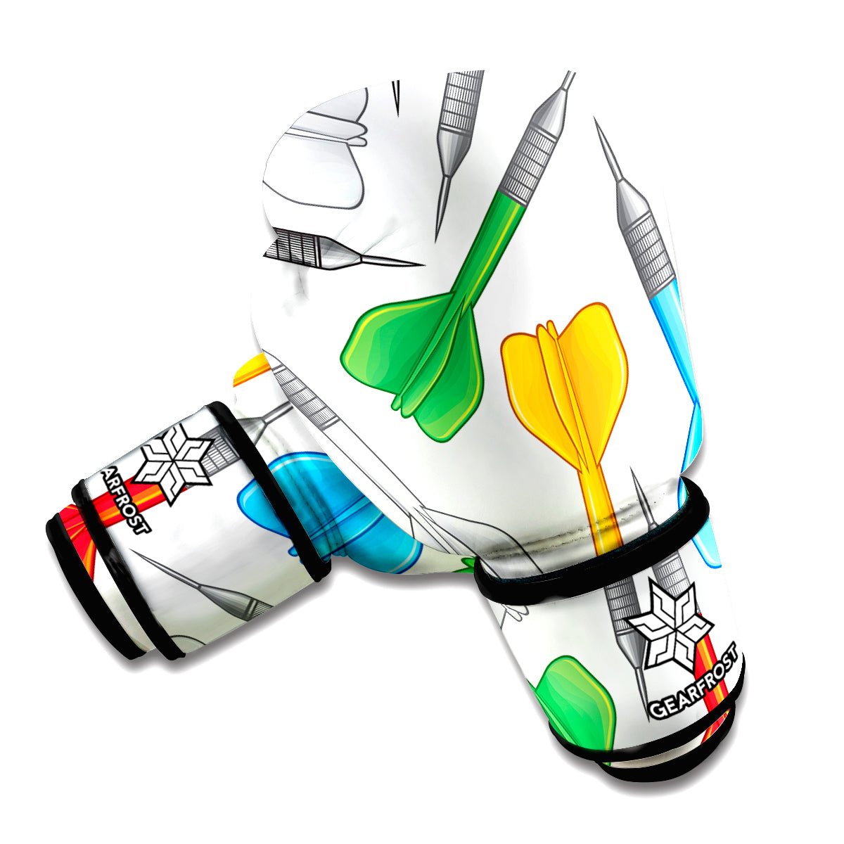 Colorful Darts Pattern Print Boxing Gloves