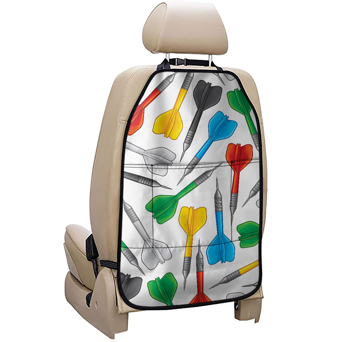 Colorful Darts Pattern Print Car Seat Organizers
