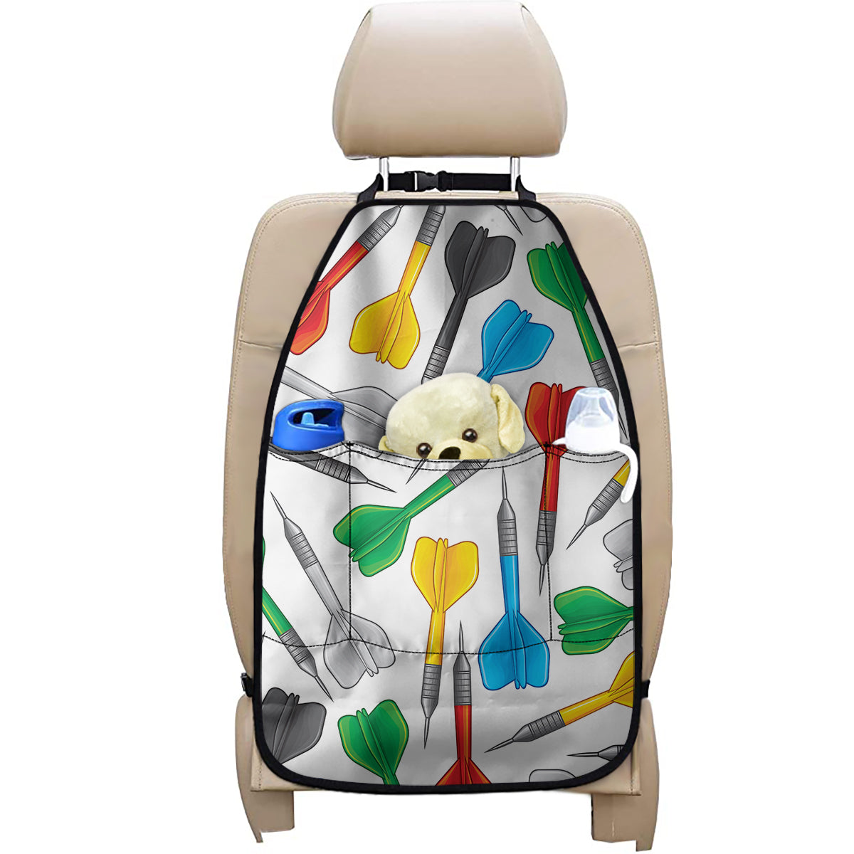 Colorful Darts Pattern Print Car Seat Organizers