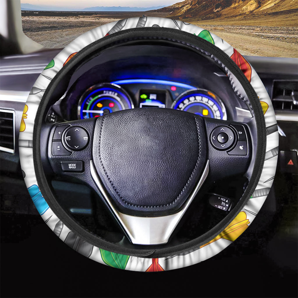 Colorful Darts Pattern Print Car Steering Wheel Cover