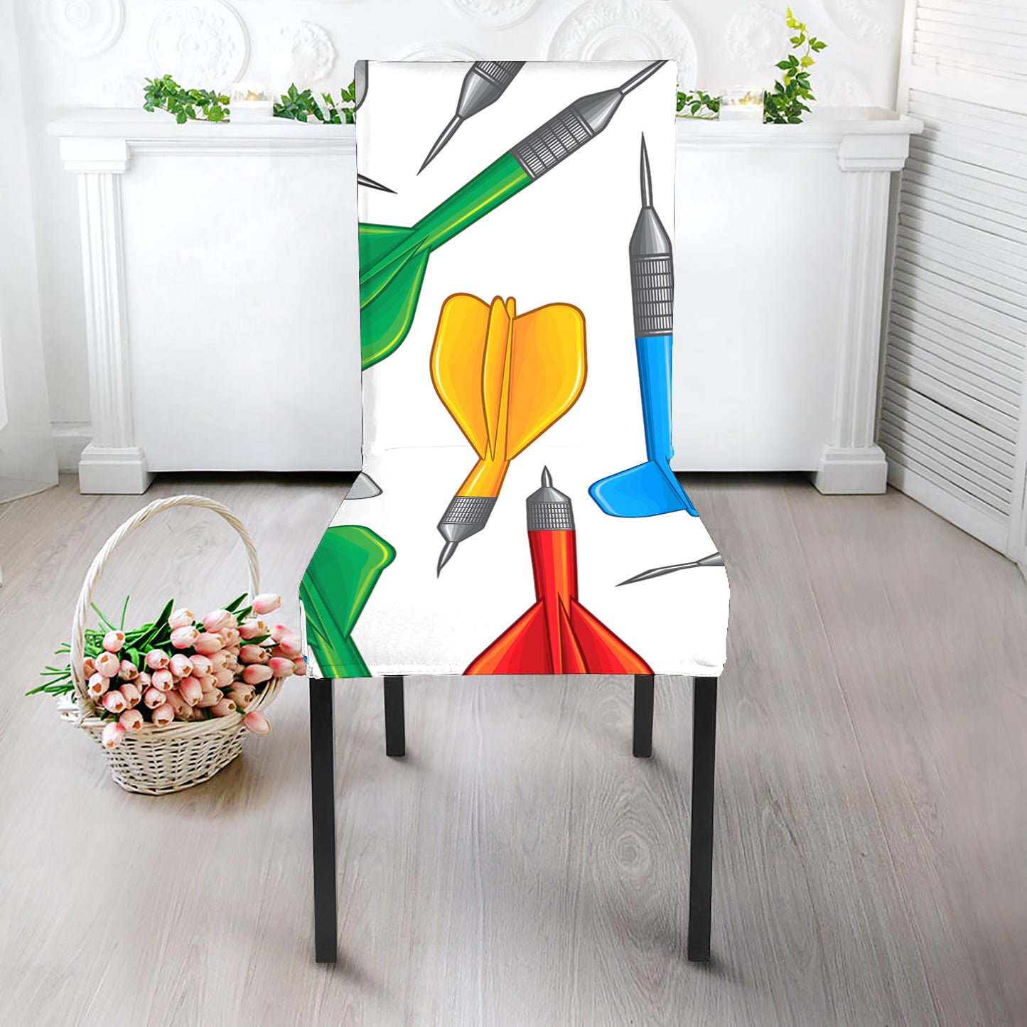 Colorful Darts Pattern Print Dining Chair Slipcover