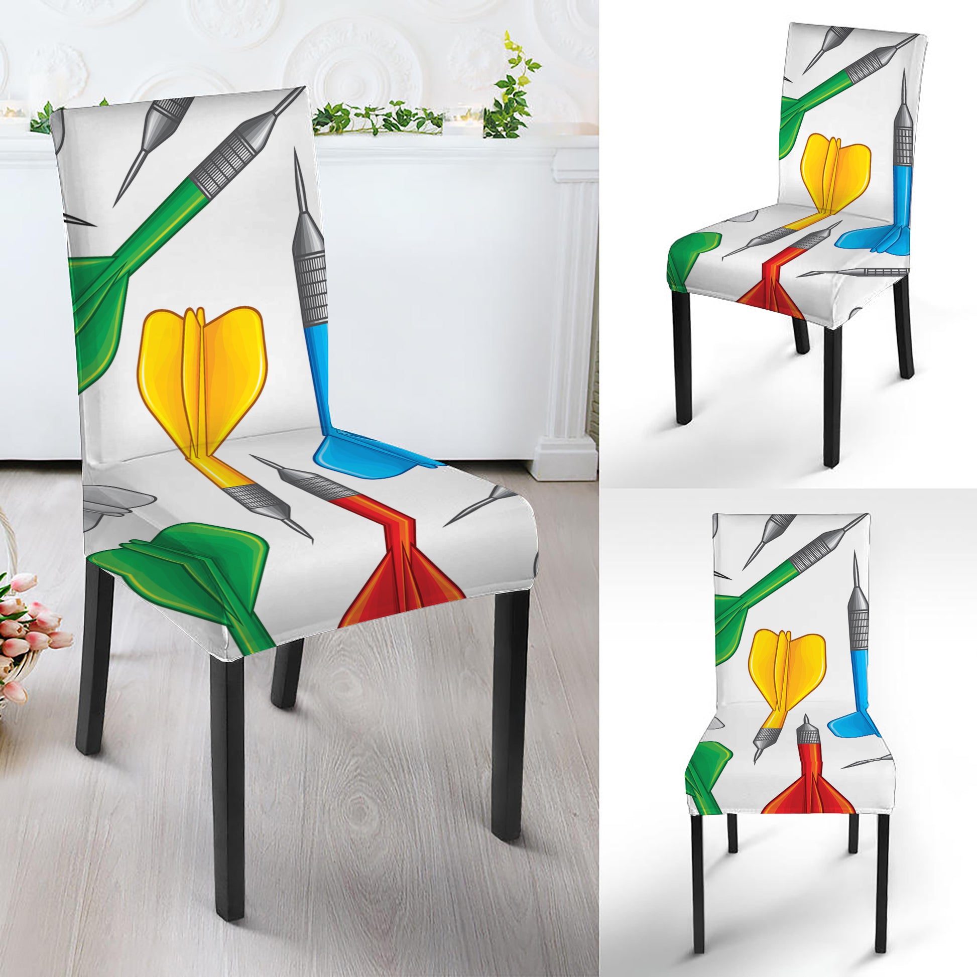 Colorful Darts Pattern Print Dining Chair Slipcover