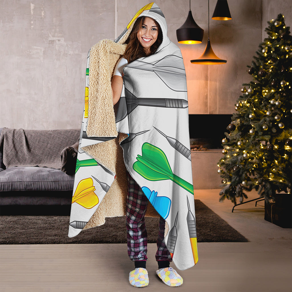 Colorful Darts Pattern Print Hooded Blanket