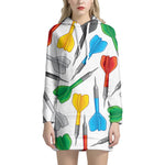 Colorful Darts Pattern Print Hoodie Dress