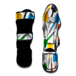 Colorful Darts Pattern Print Muay Thai Shin Guard