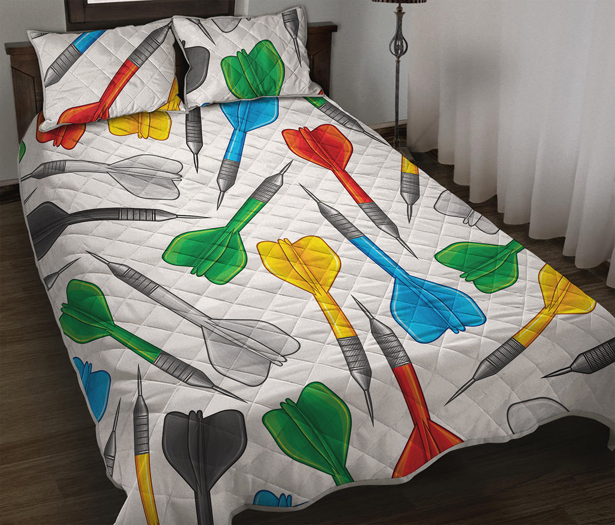 Colorful Darts Pattern Print Quilt Bed Set