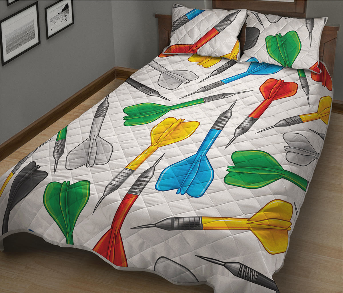 Colorful Darts Pattern Print Quilt Bed Set
