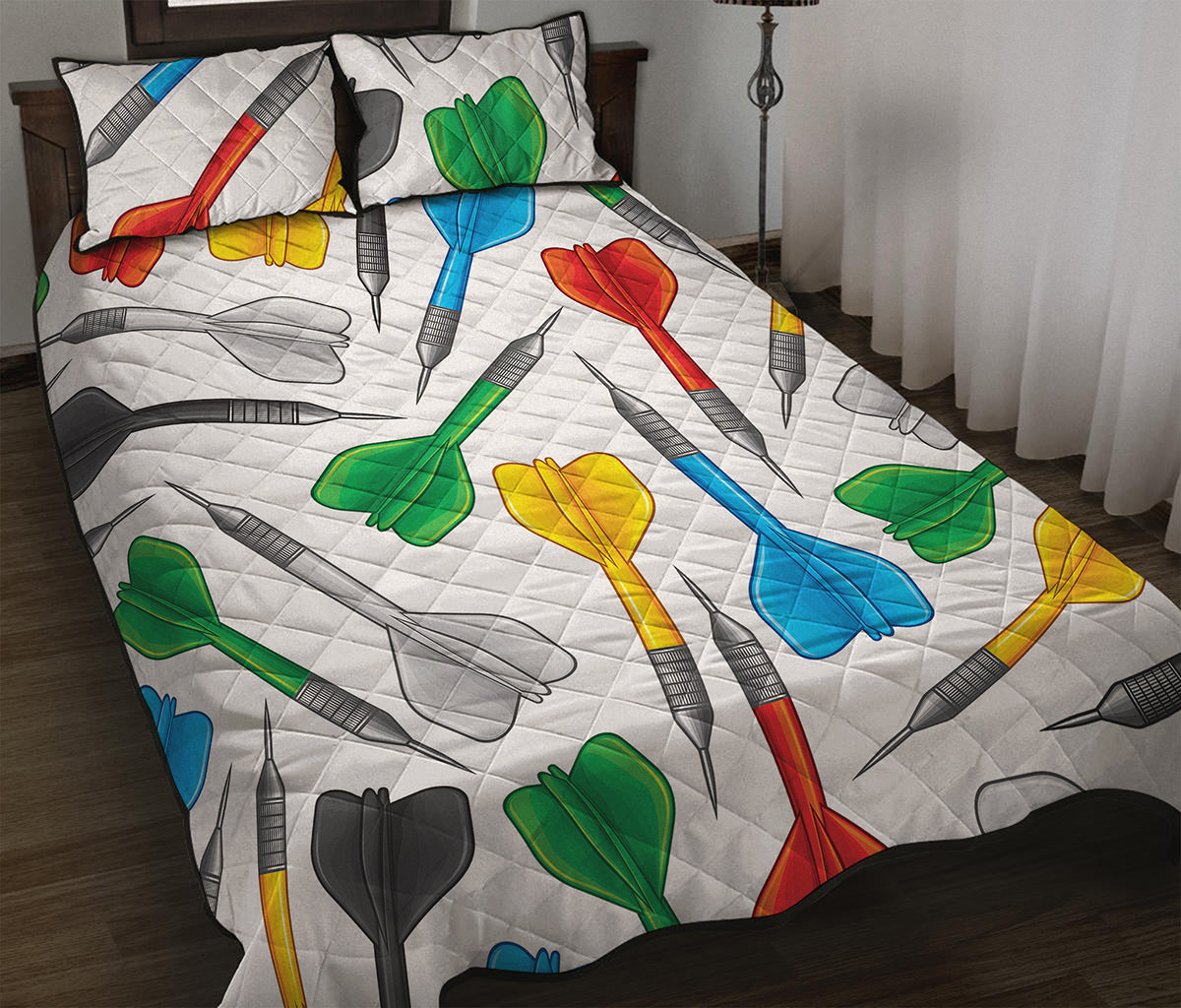 Colorful Darts Pattern Print Quilt Bed Set