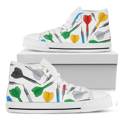Colorful Darts Pattern Print White High Top Shoes