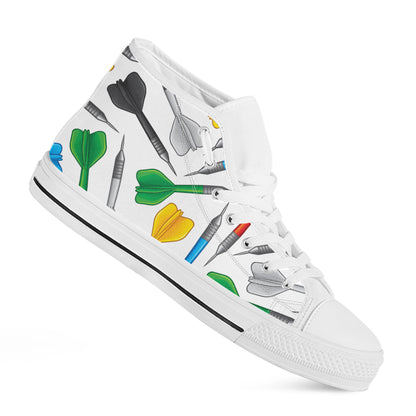 Colorful Darts Pattern Print White High Top Shoes