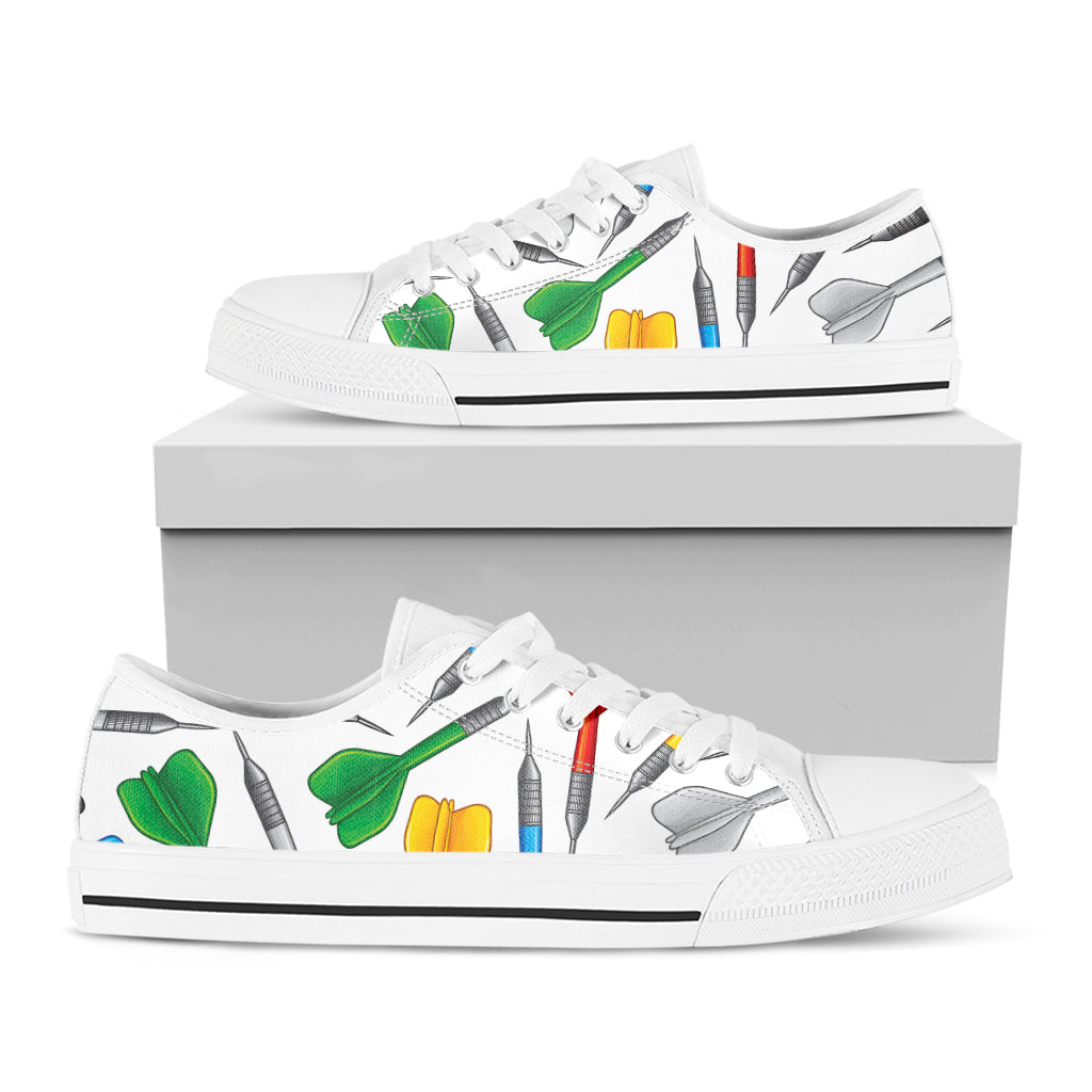 Colorful Darts Pattern Print White Low Top Shoes