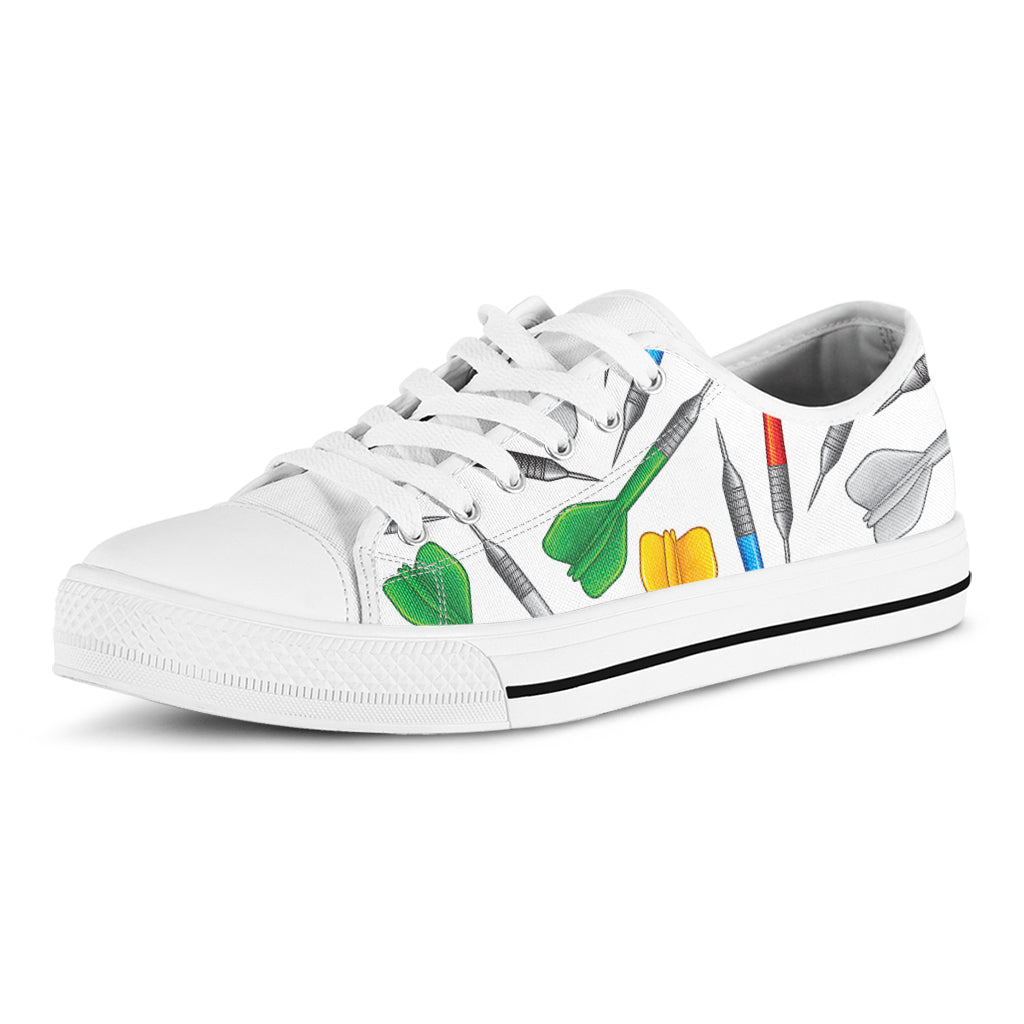 Colorful Darts Pattern Print White Low Top Shoes