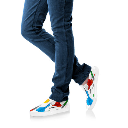 Colorful Darts Pattern Print White Slip On Shoes