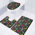 Colorful Dinosaur Fossil Pattern Print 3 Piece Bath Mat Set