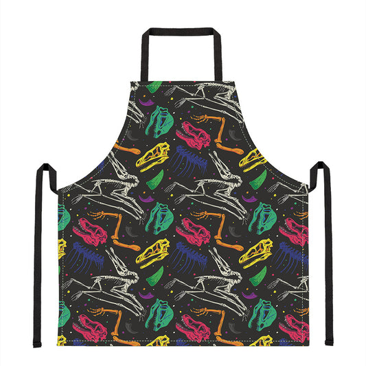Colorful Dinosaur Fossil Pattern Print Apron