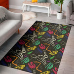 Colorful Dinosaur Fossil Pattern Print Area Rug
