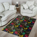 Colorful Dinosaur Fossil Pattern Print Area Rug