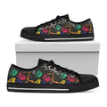 Colorful Dinosaur Fossil Pattern Print Black Low Top Sneakers