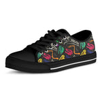 Colorful Dinosaur Fossil Pattern Print Black Low Top Shoes