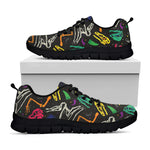 Colorful Dinosaur Fossil Pattern Print Black Sneakers