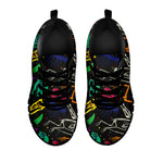 Colorful Dinosaur Fossil Pattern Print Black Sneakers