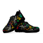 Colorful Dinosaur Fossil Pattern Print Black Sneakers
