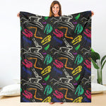 Colorful Dinosaur Fossil Pattern Print Blanket