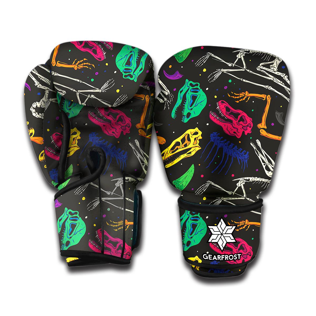 Colorful Dinosaur Fossil Pattern Print Boxing Gloves