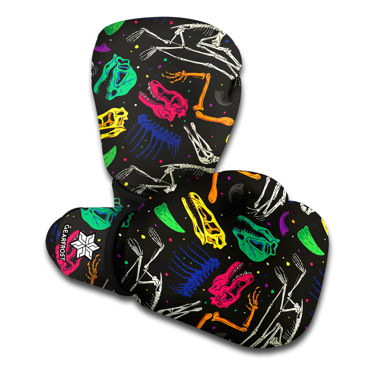 Colorful Dinosaur Fossil Pattern Print Boxing Gloves