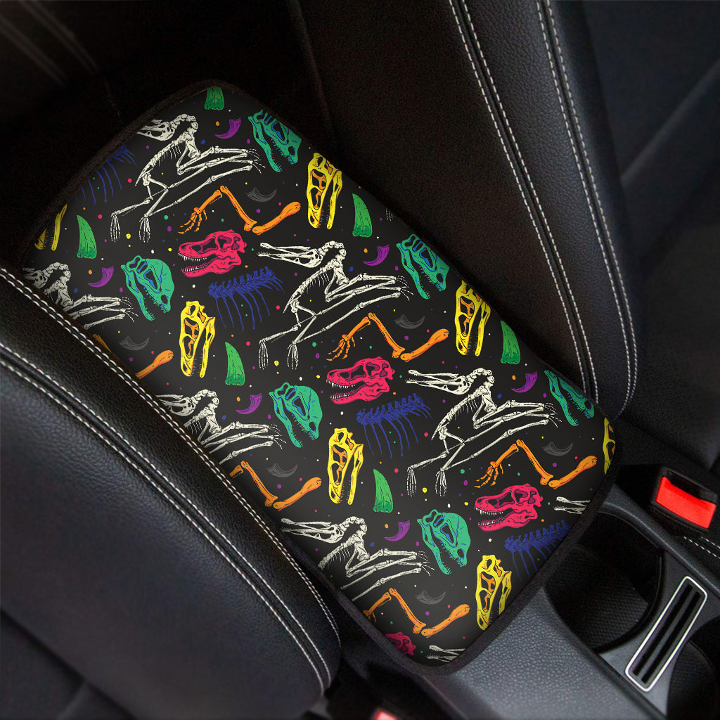 Colorful Dinosaur Fossil Pattern Print Car Center Console Cover