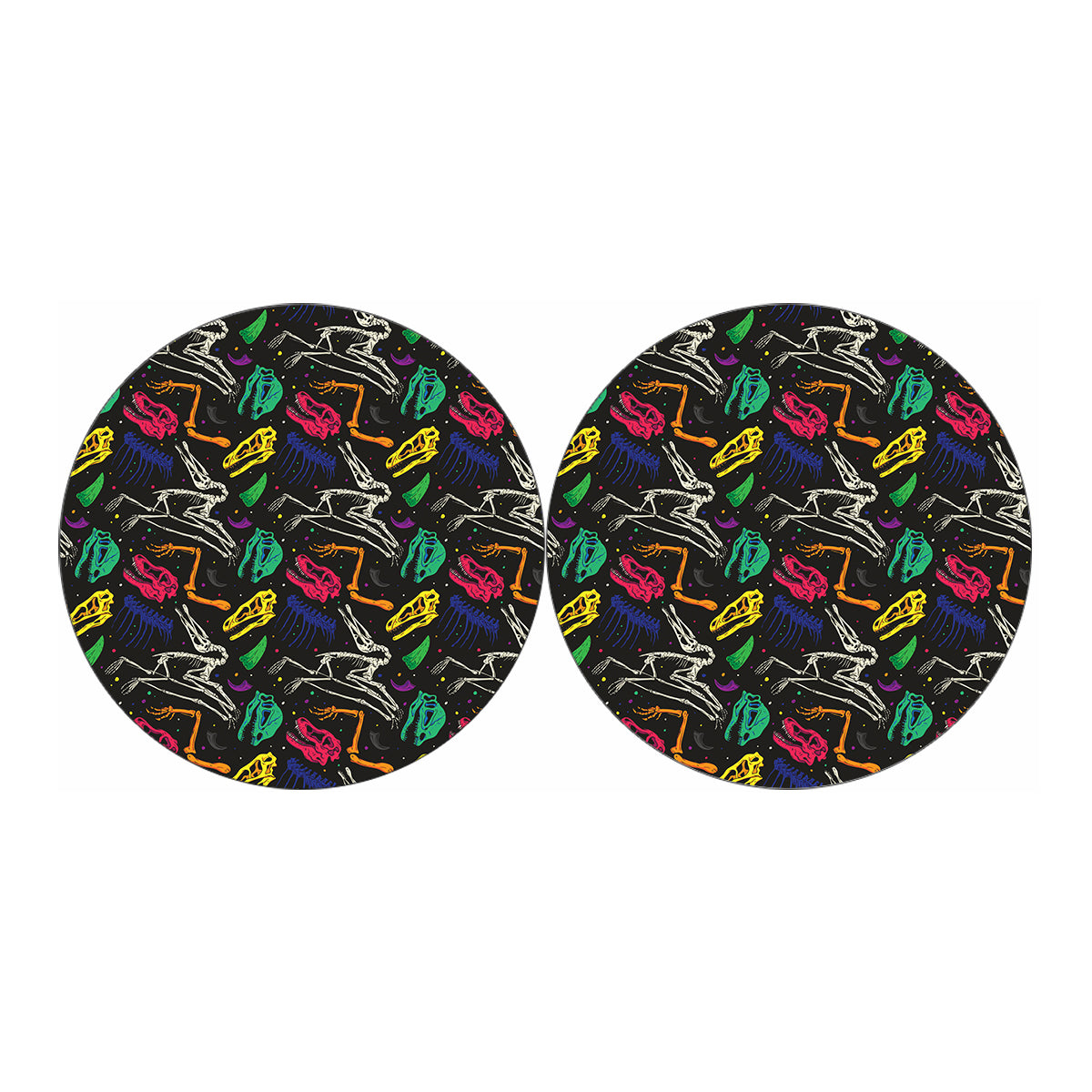 Colorful Dinosaur Fossil Pattern Print Car Coasters