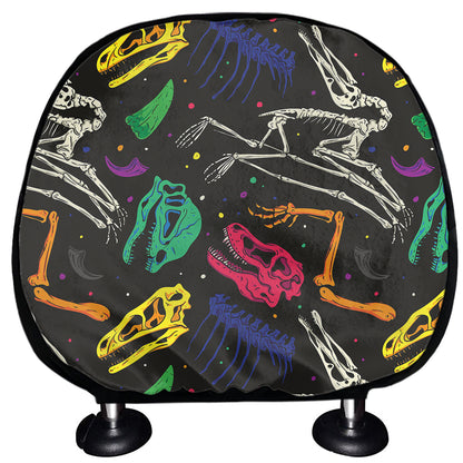 Colorful Dinosaur Fossil Pattern Print Car Headrest Covers