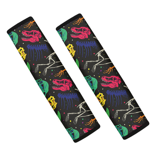 Colorful Dinosaur Fossil Pattern Print Car Seat Belt Covers