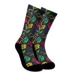 Colorful Dinosaur Fossil Pattern Print Crew Socks