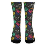 Colorful Dinosaur Fossil Pattern Print Crew Socks