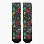 Colorful Dinosaur Fossil Pattern Print Crew Socks
