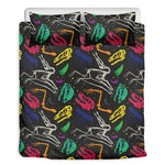 Colorful Dinosaur Fossil Pattern Print Duvet Cover Bedding Set