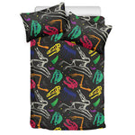 Colorful Dinosaur Fossil Pattern Print Duvet Cover Bedding Set